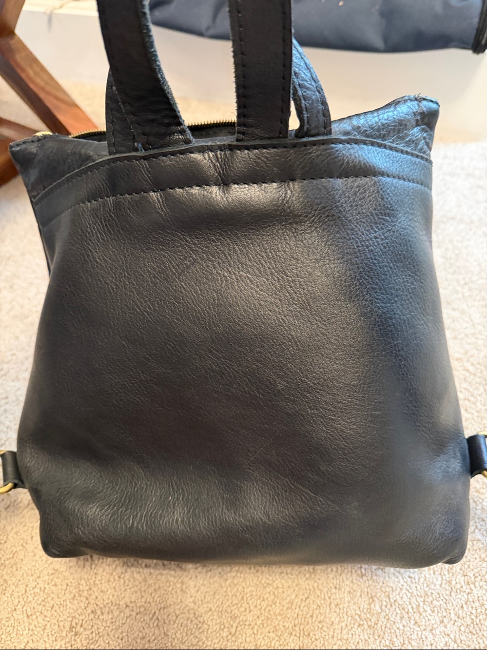 Portland Leather Black Backpack with Gold Hardware - Picture 6 of 7
